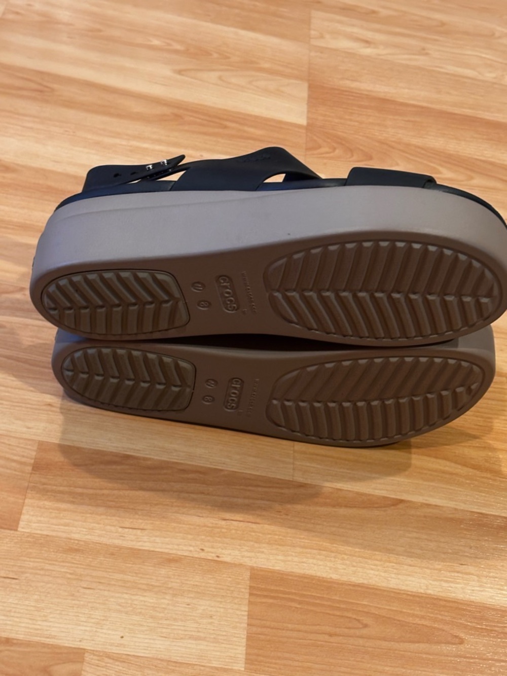 CROCS Black Brooklyn Low Wedge Sandals - Picture 7 of 9